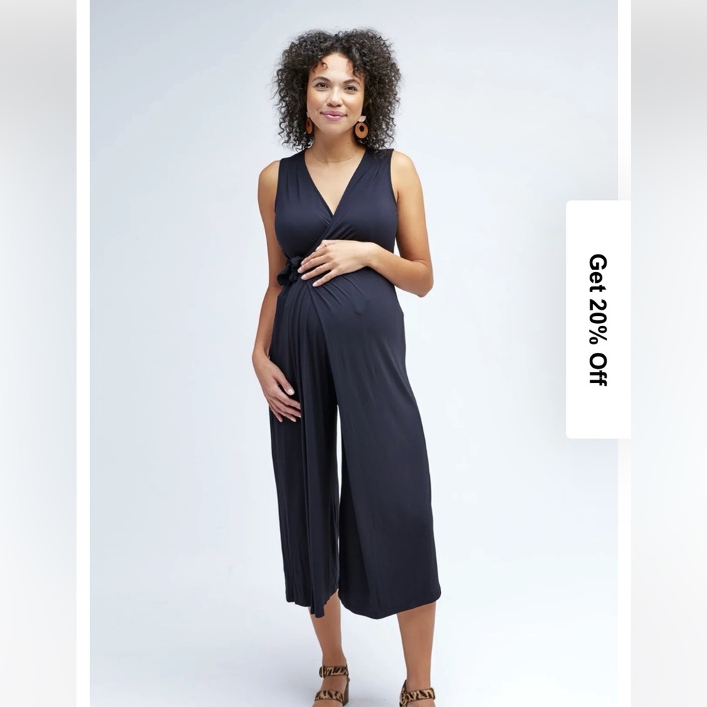 Nom Maternity Black Wide Leg Maternity Jumpsuit